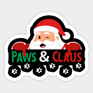 Paws And Claus Santa Christmas Paw Prints Sticker